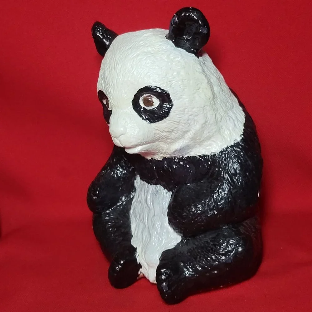 Vintage Panda Bear Piggy Bank Figurine Decor 8 Inch Tall
